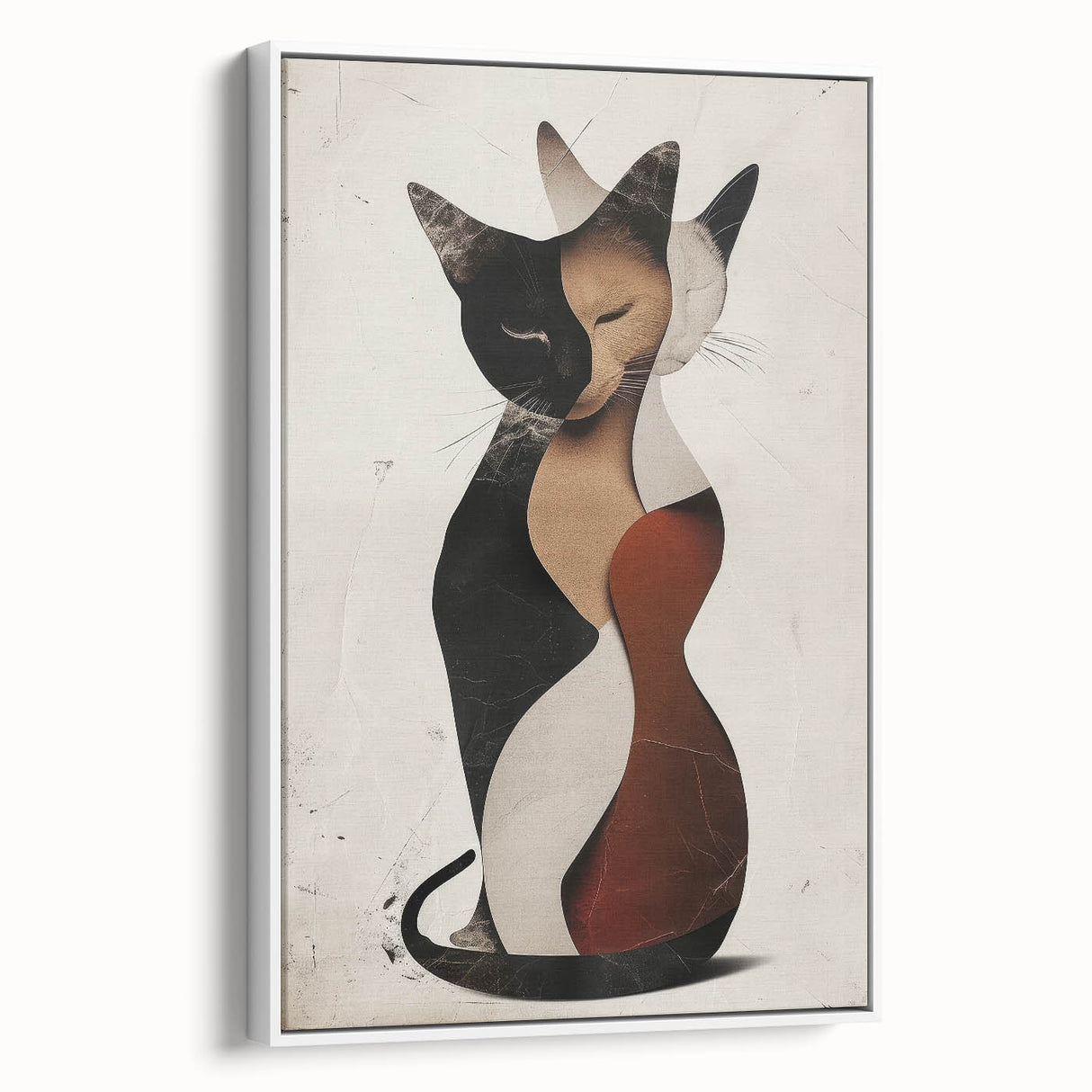 Abstract Cat Bedroom Wall Art - Black and Brown Canvas Print