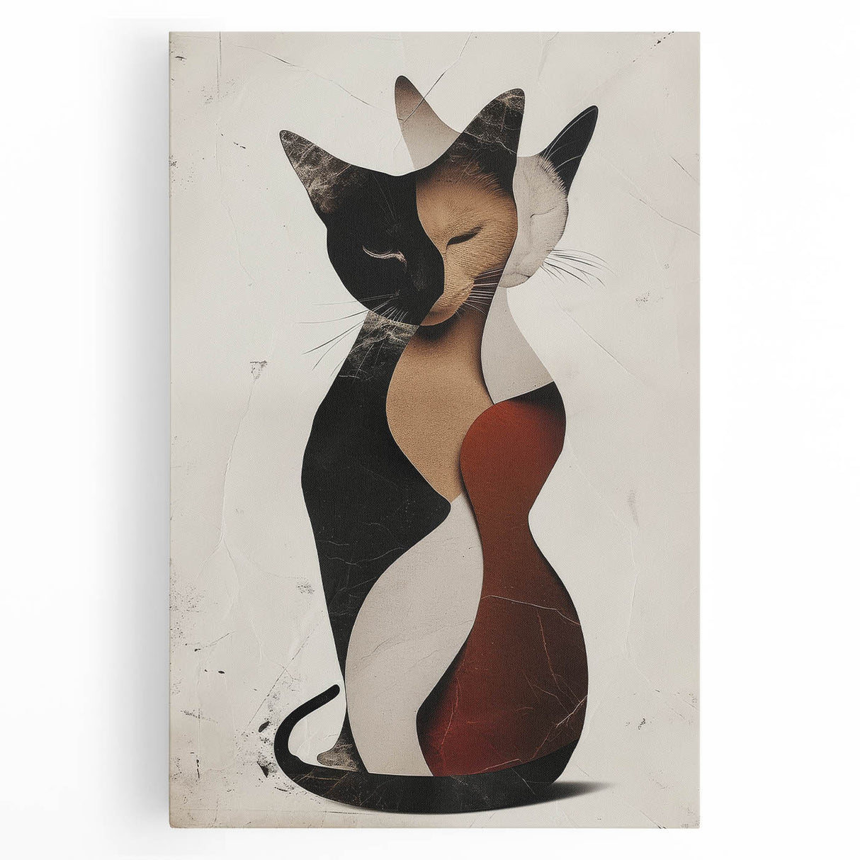 Abstract Cat Bedroom Wall Art - Black and Brown Canvas Print