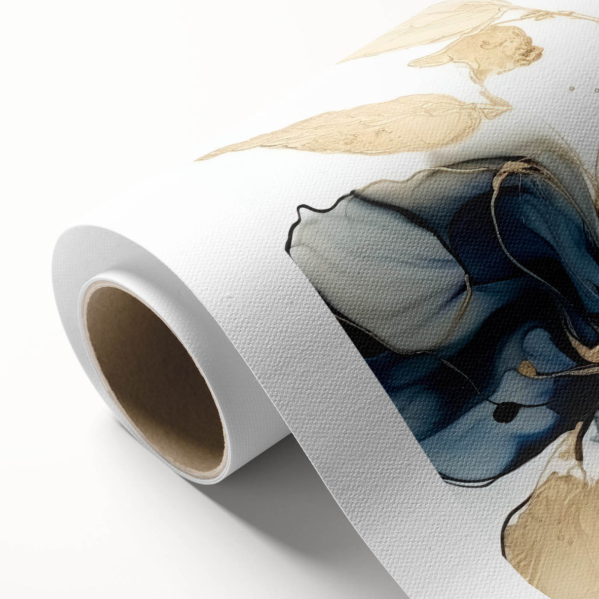 Abstract floral wall art on rolled canvas, showcasing vibrant colors and intricate details, perfect for home decor. Packaged securely in a sturdy tube for easy transport.