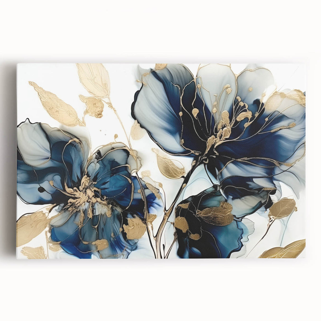 Abstract floral wall art on stretched canvas, showcasing vibrant colors and intricate designs, perfect for enhancing modern home decor and adding a touch of elegance.