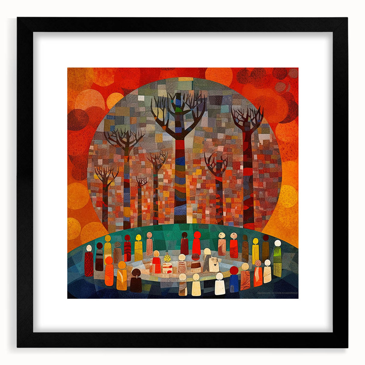 Abstract strokes wall art framed in black with a mat, showcasing vibrant colors and dynamic designs, perfect for modern home decor and artistic expression.