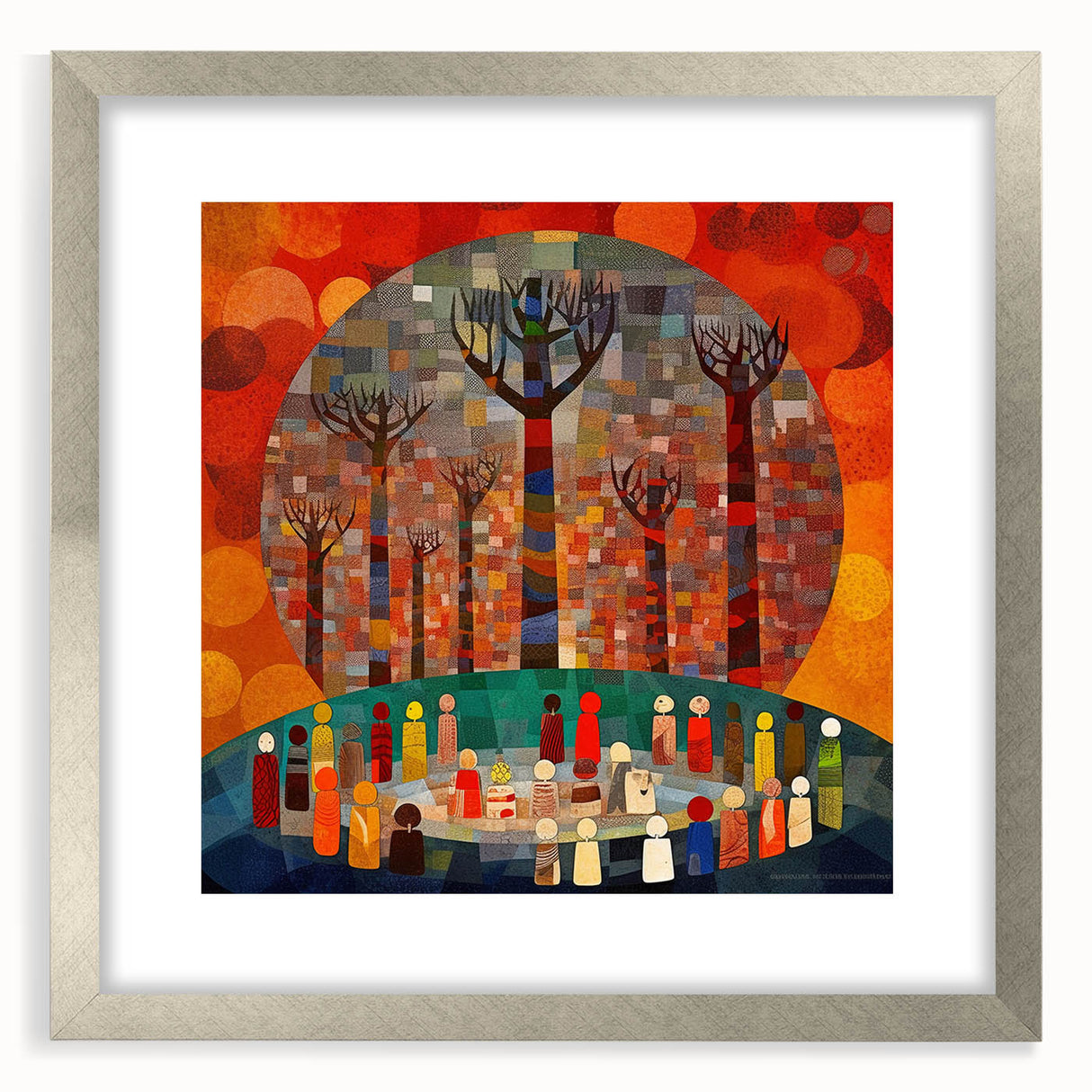 Abstract strokes wall art framed in silver, showcasing vibrant colors and dynamic patterns, perfect for modern home decor and artistic interiors.