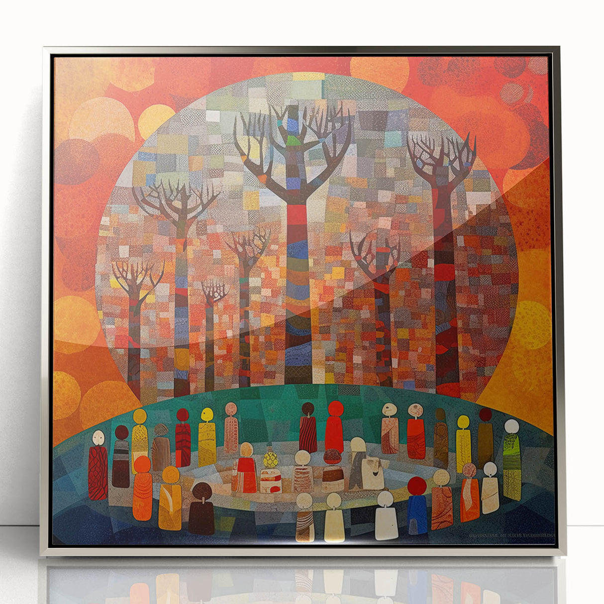 Framed abstract wall art featuring silver-acrylic strokes on a textured background, ideal for modern home decor. Perfect for enhancing living spaces with a sleek, artistic touch.