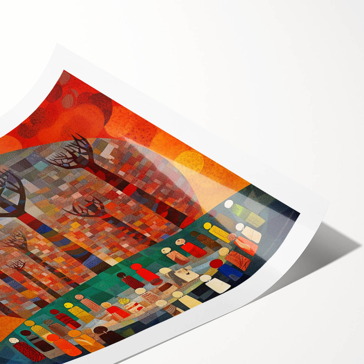 Abstract wall art print featuring vibrant strokes in shades of blue, orange, and yellow, designed to enhance modern decor. Ideal for adding a pop of color to any room.