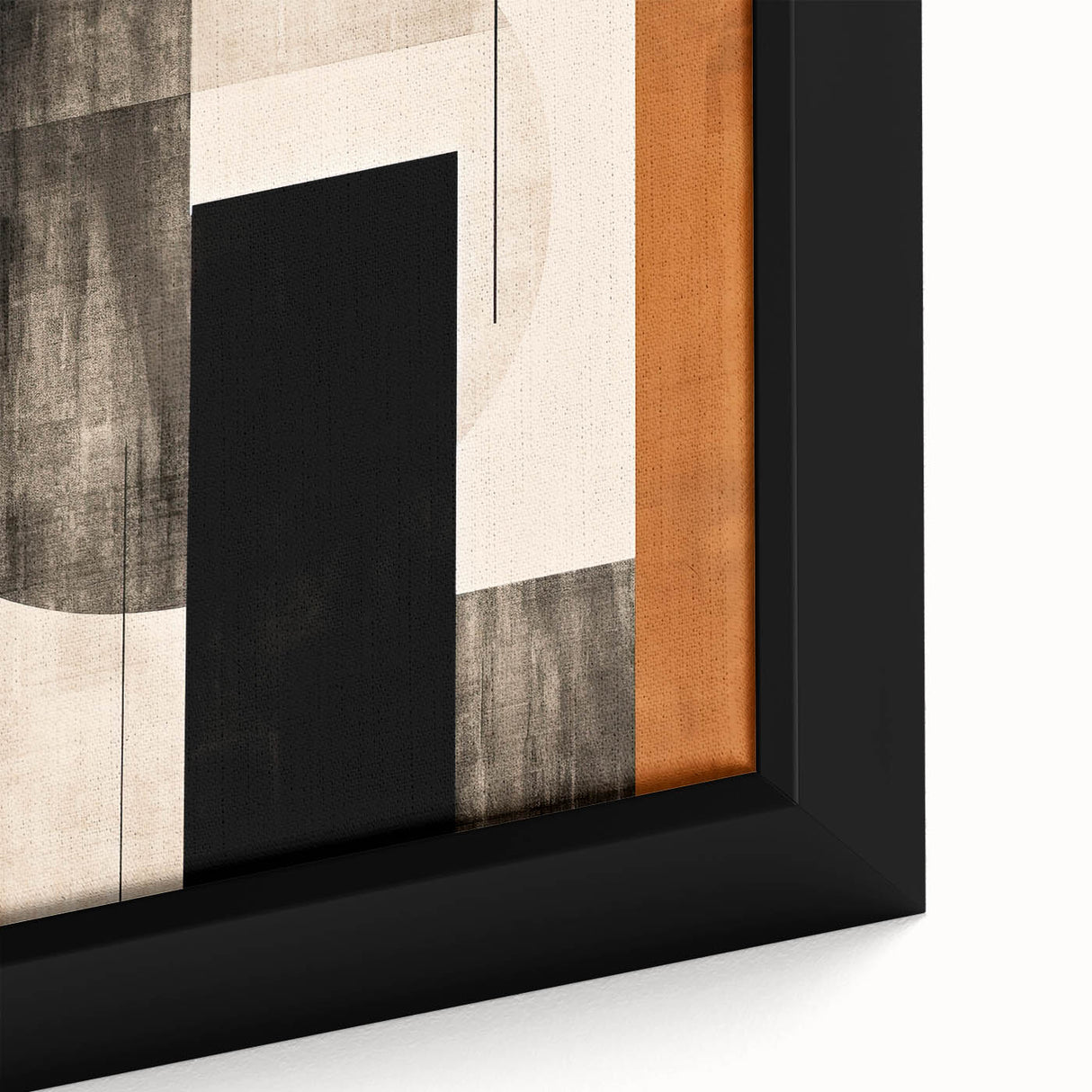 Modern Dining Room Wall Art - Geometric Black Beige & Orange Print