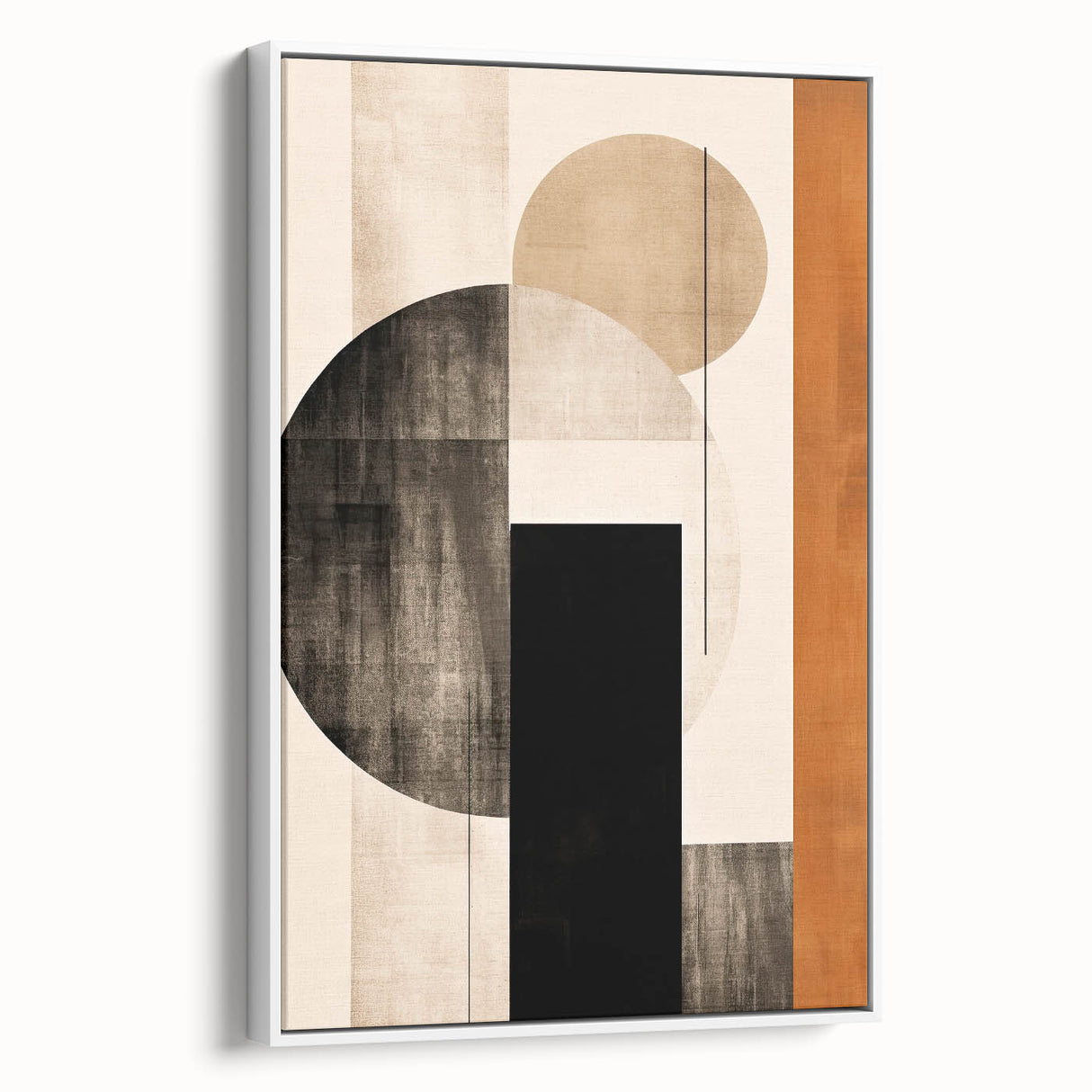 Modern Dining Room Wall Art - Geometric Black Beige & Orange Print