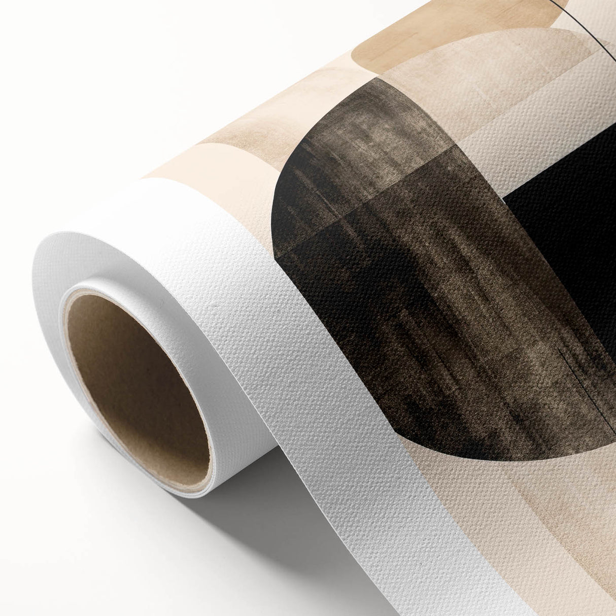 Modern Dining Room Wall Art - Geometric Black Beige & Orange Print