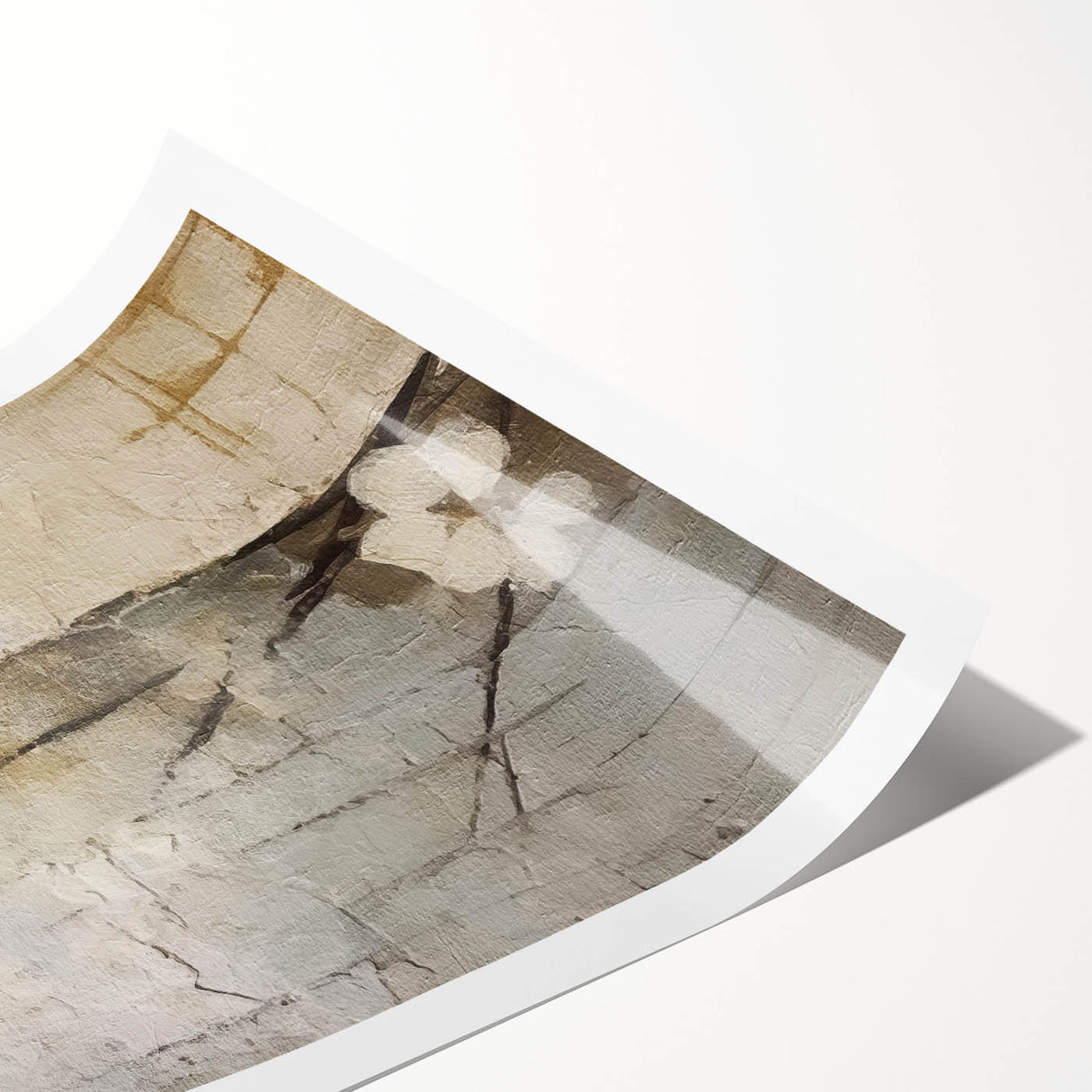 Abstract floral wall art print showcasing vibrant colors in a modern design, rolled and ready for display. Perfect for enhancing home decor with a touch of elegance.