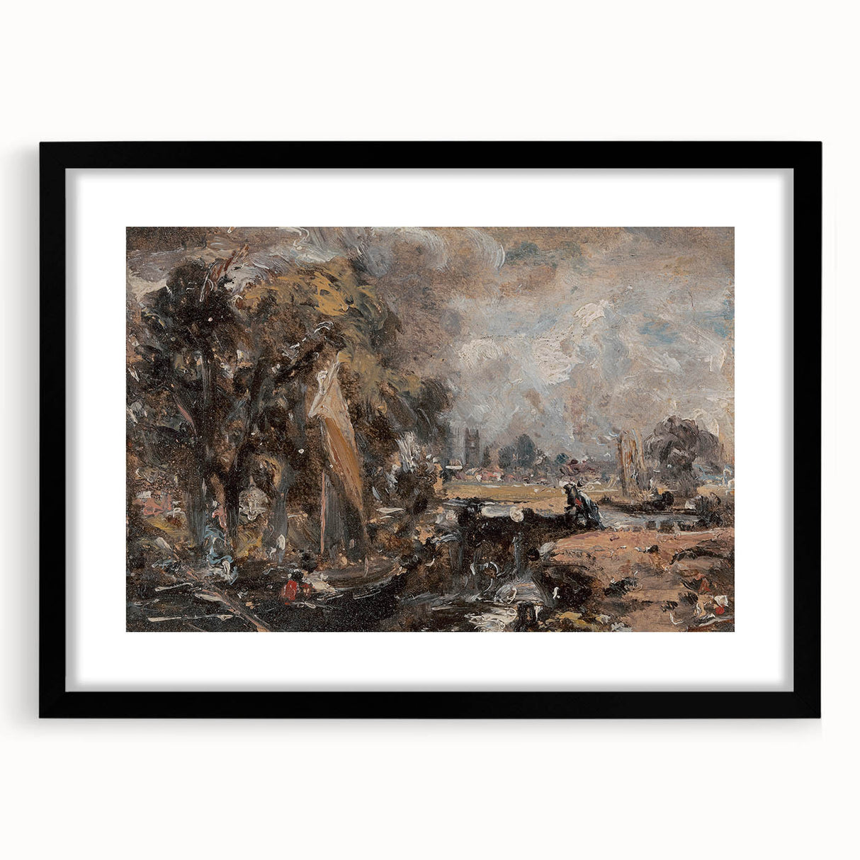 Famous Romantic Era Art: Dedham Lock by John Constable