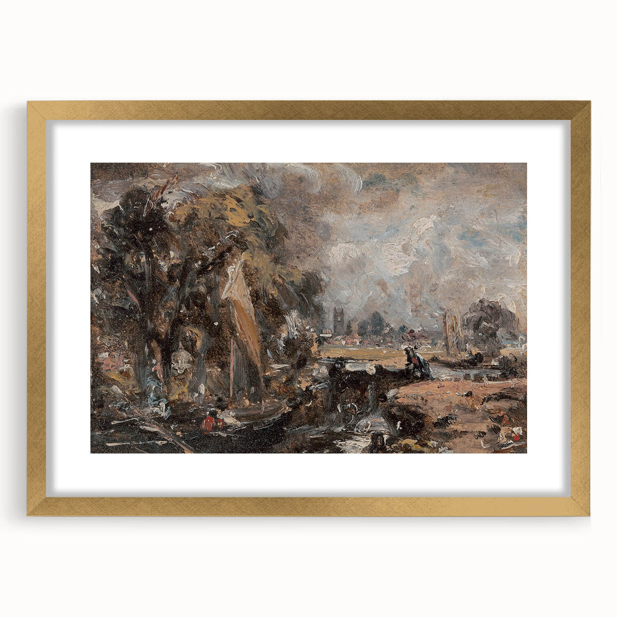 Famous Romantic Era Art: Dedham Lock by John Constable