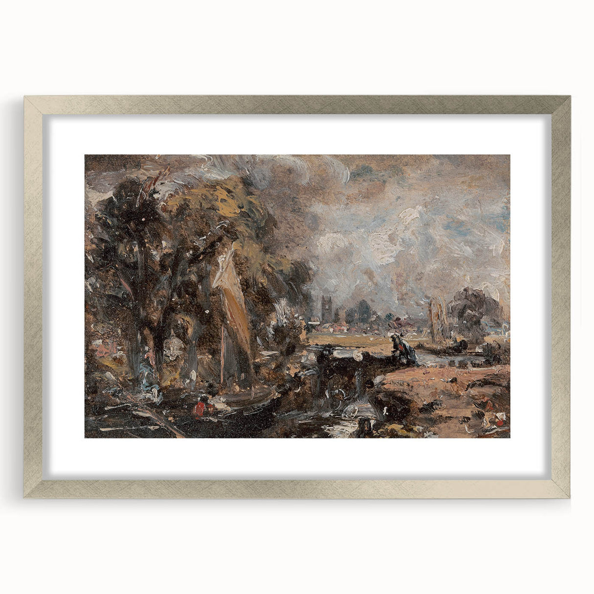 Famous Romantic Era Art: Dedham Lock by John Constable