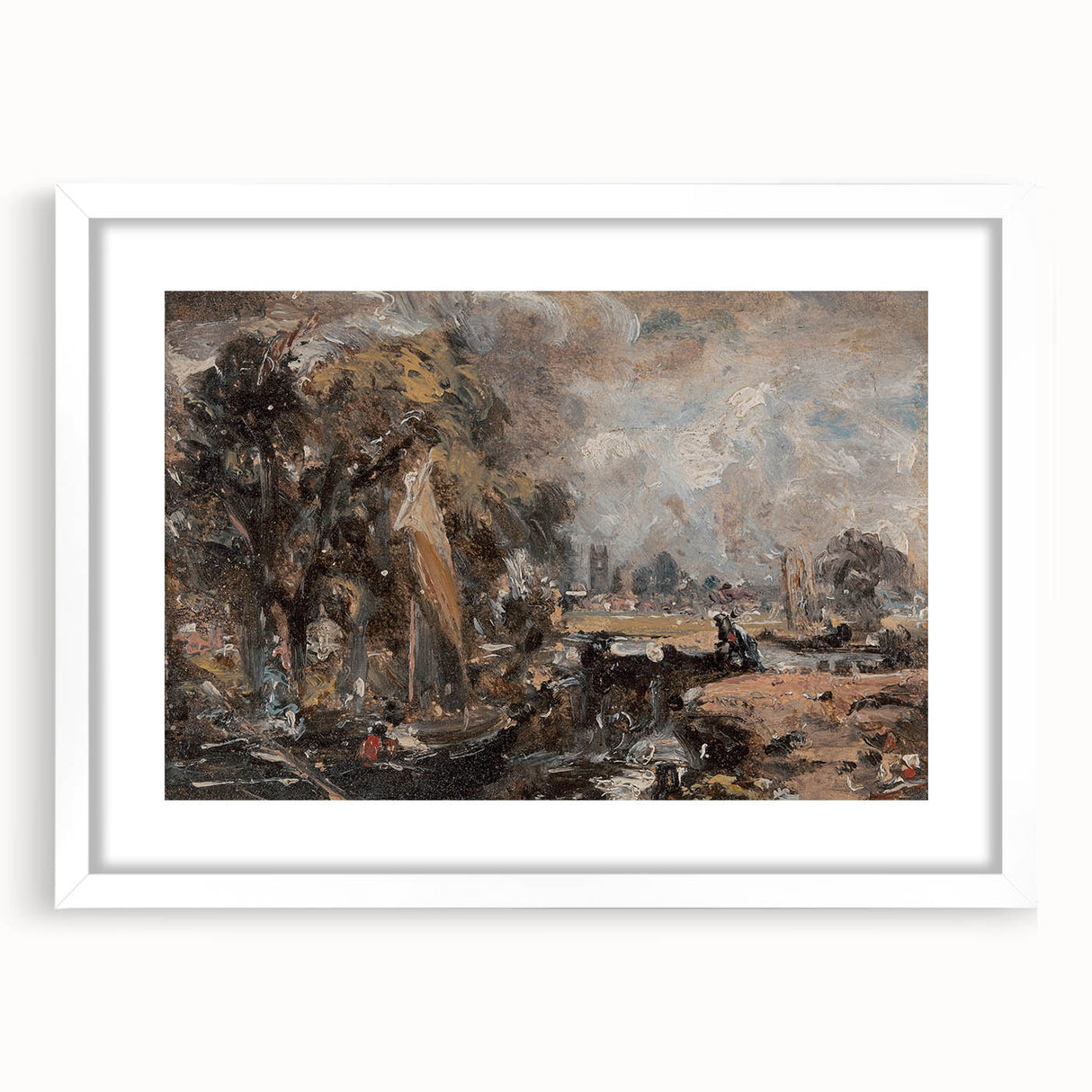 Famous Romantic Era Art: Dedham Lock by John Constable