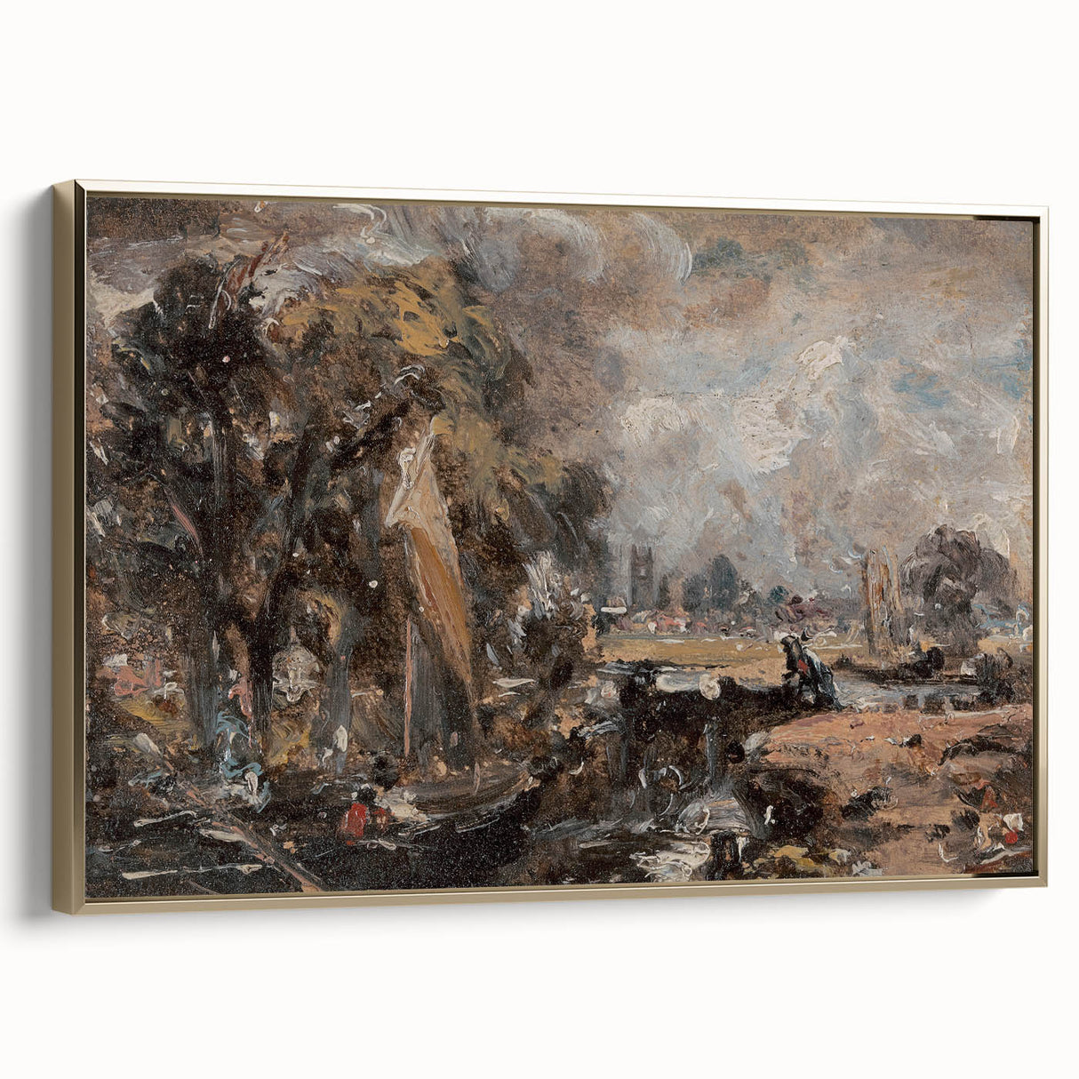 Famous Romantic Era Art: Dedham Lock by John Constable