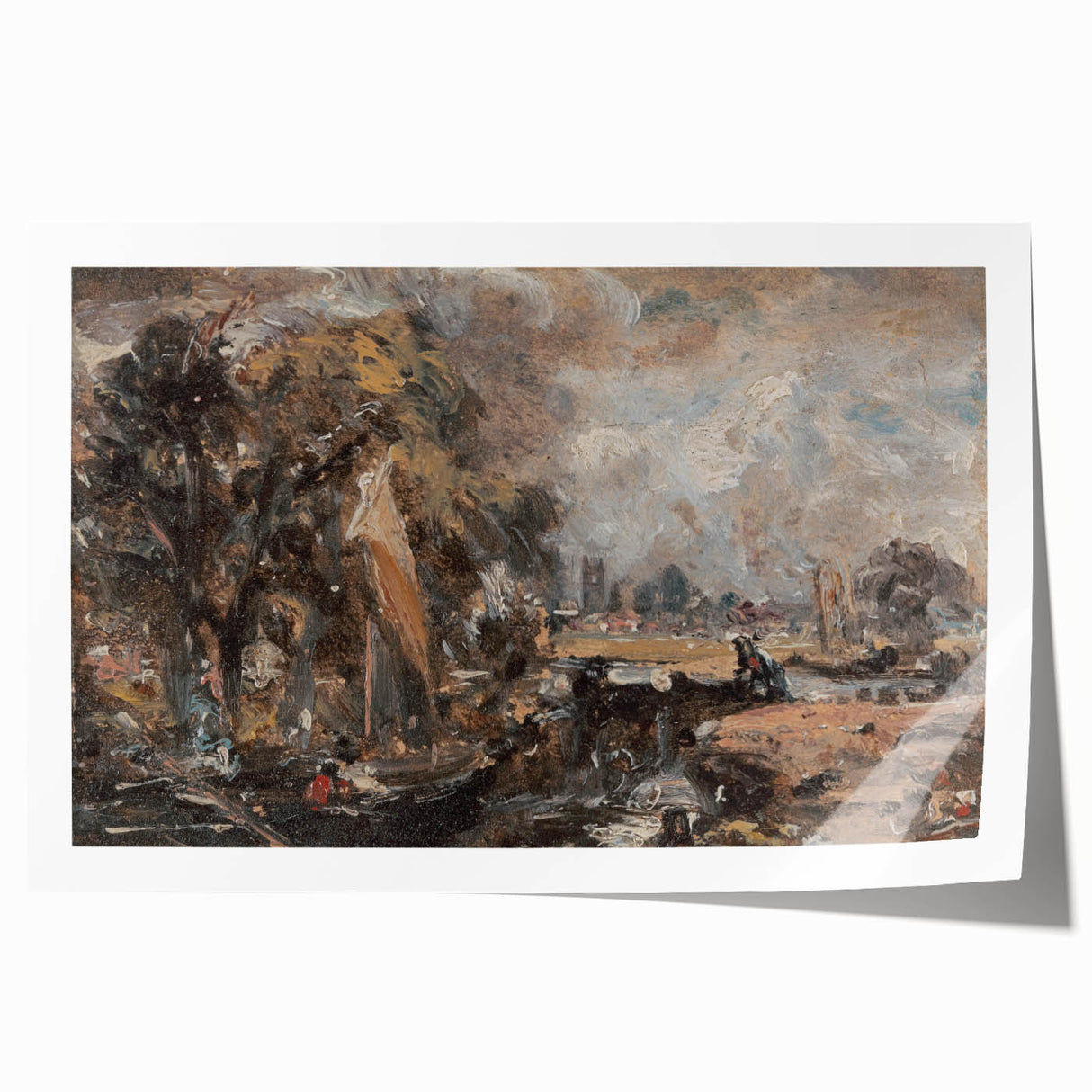 Famous Romantic Era Art: Dedham Lock by John Constable