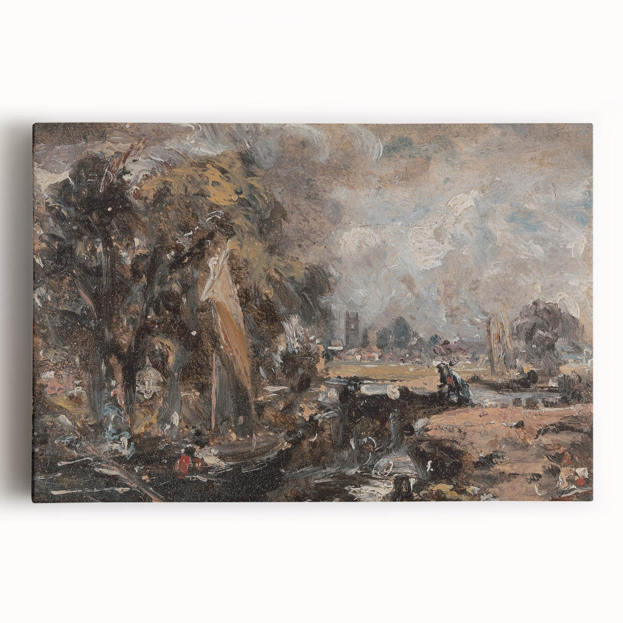 Famous Romantic Era Art: Dedham Lock by John Constable