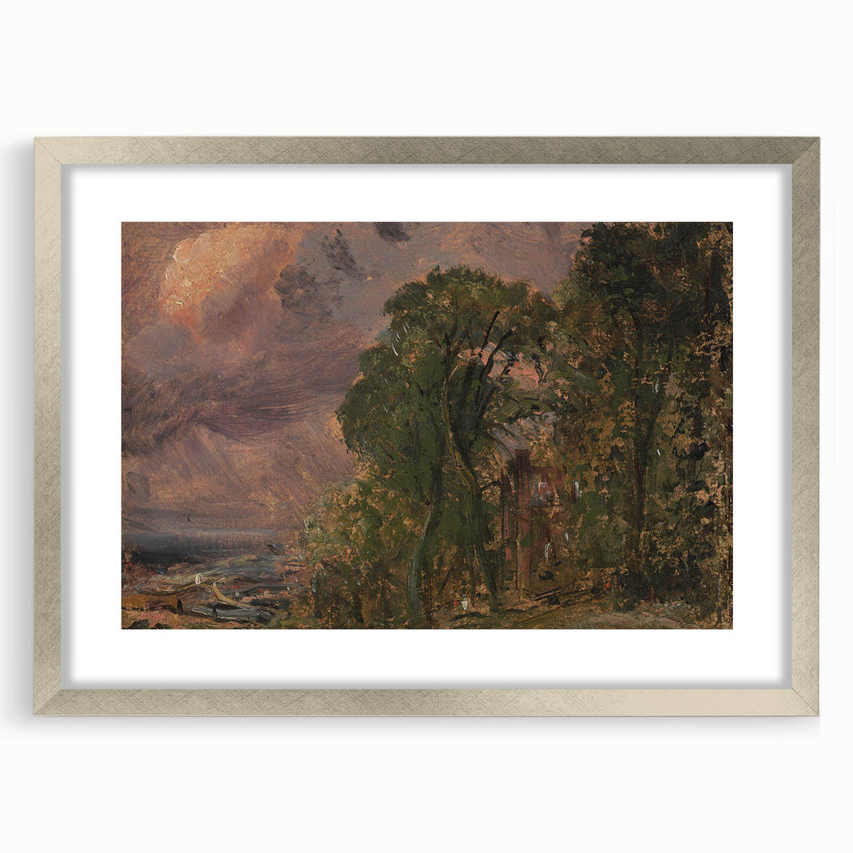 Romanticism Art: A View at Hampstead with Stormy Weather
