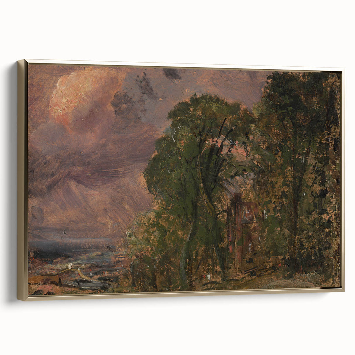 Romanticism Art: A View at Hampstead with Stormy Weather