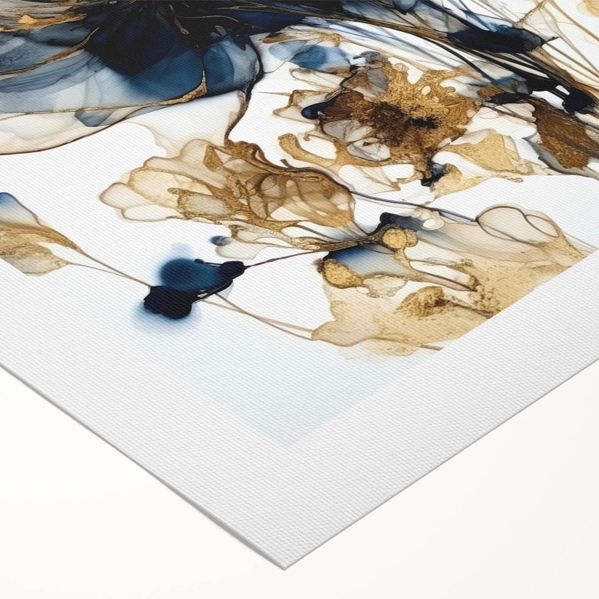 Vibrant abstract floral wall art printed on rolled canvas, showcasing bold colors like pink, blue, and green, ideal for home decor or gallery display.