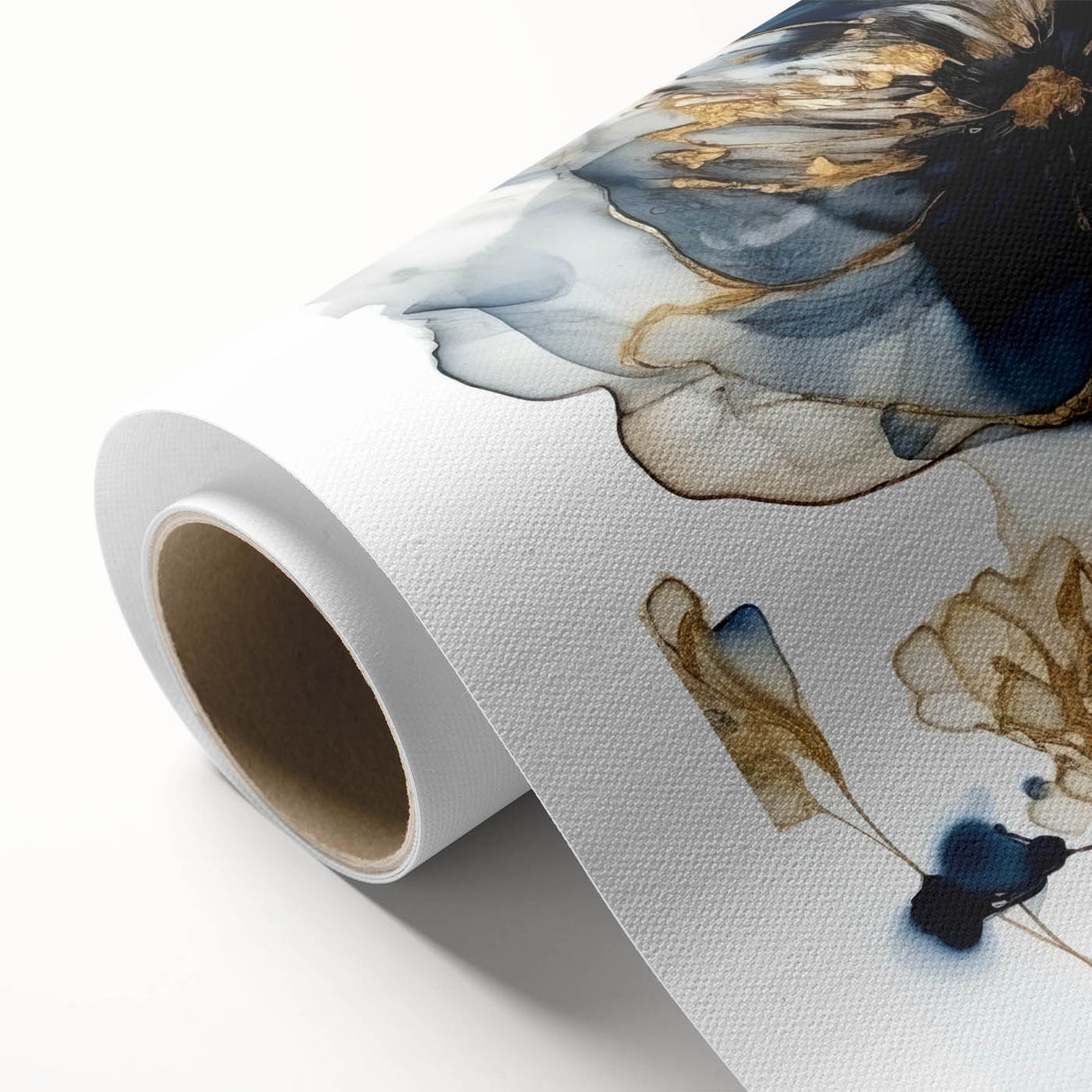 Vibrant abstract floral wall art on rolled canvas showcasing bold colors and intricate patterns, ideal for home decor or artistic display.