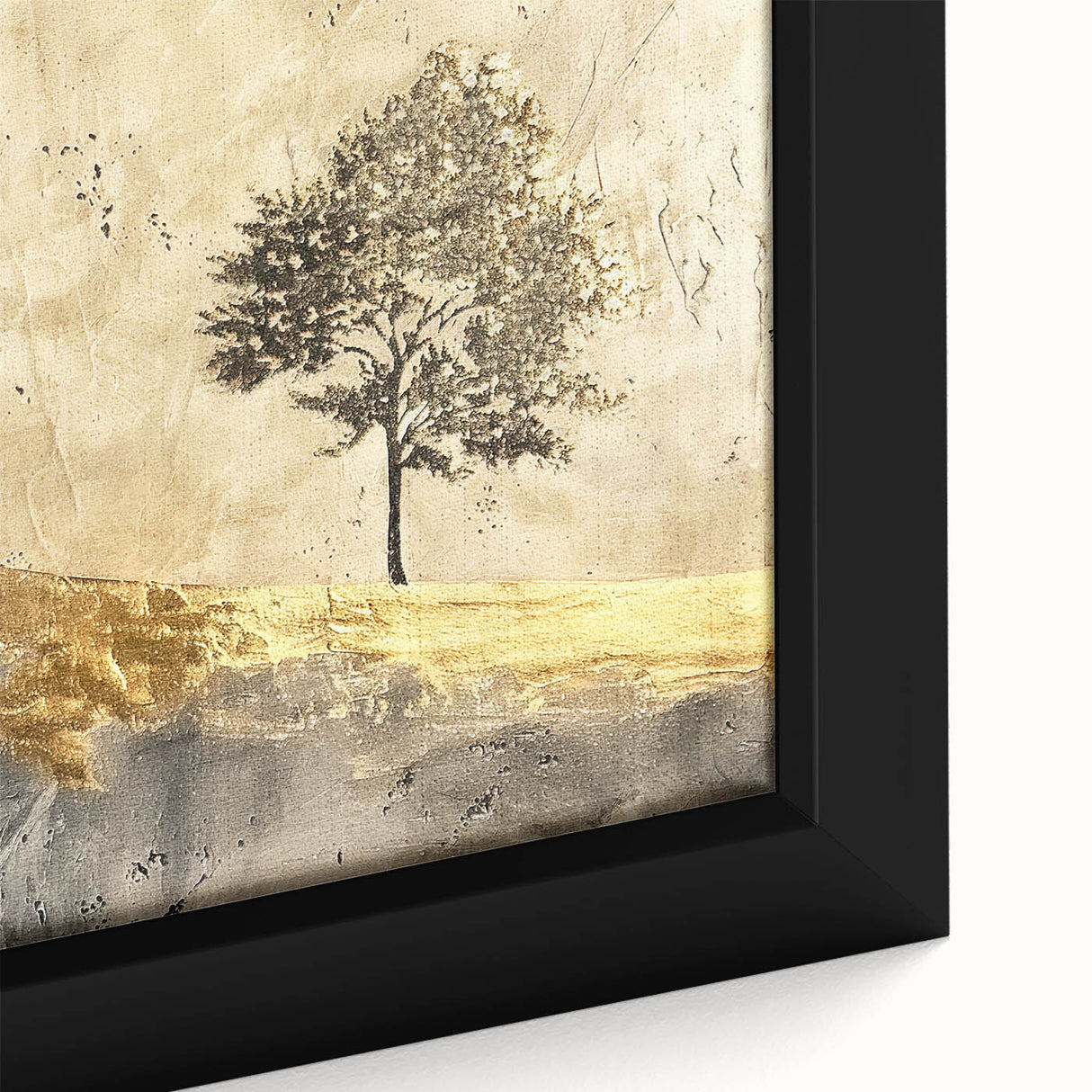 Close-up of a framed abstract landscape wall art piece showcasing vibrant colors and intricate textures, perfect for modern home decor enhancement.