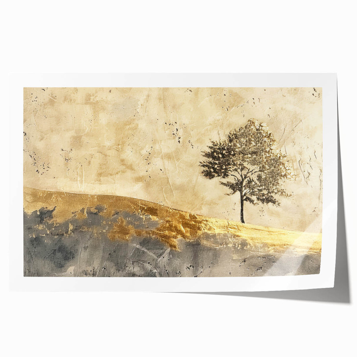 Abstract landscape wall art print showcasing vibrant colors and fluid shapes, rolled and ready for framing, ideal for modern home decor.