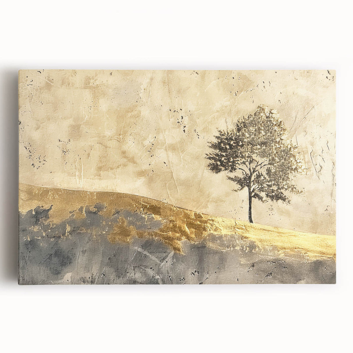 Abstract landscape wall art on stretched canvas, showcasing vibrant colors and fluid shapes, perfect for modern home decor. Ideal for enhancing living spaces with artistic flair.