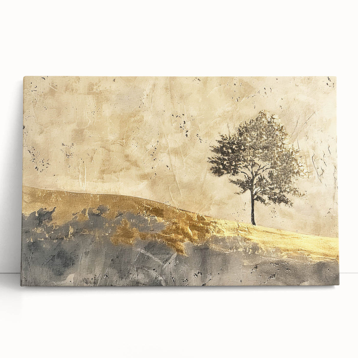 Abstract landscape wall art on stretched canvas, showcasing vibrant colors and fluid shapes, perfect for modern interior decor. Ideal for enhancing living spaces.