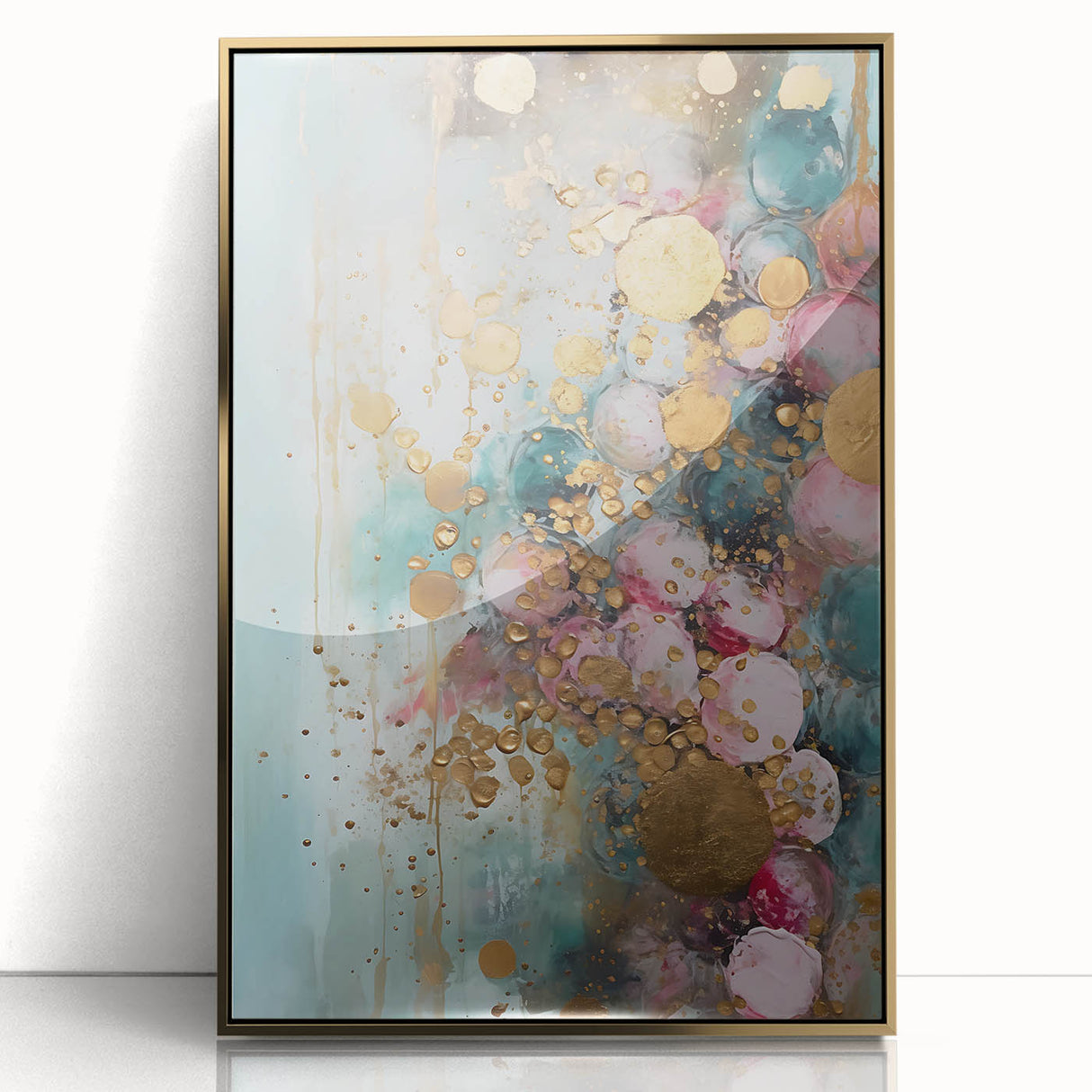 Framed abstract wall art featuring gold acrylic strokes on a textured background, ideal for modern home decor, adding elegance and style to any room.