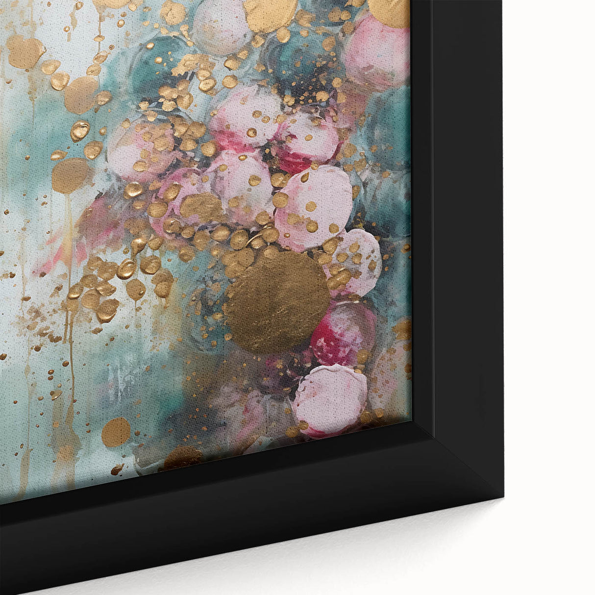 Close-up of a textured abstract strokes wall art piece framed on canvas, showcasing vibrant colors and dynamic brushwork, perfect for modern decor.