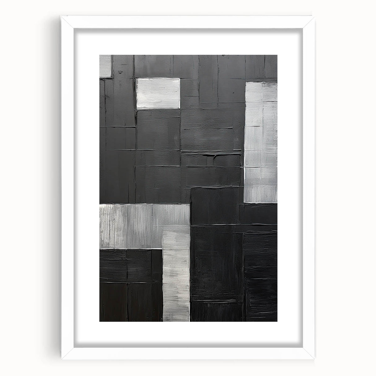 Contemporary Dining Art Pieces - Black & Silver Geometric Print