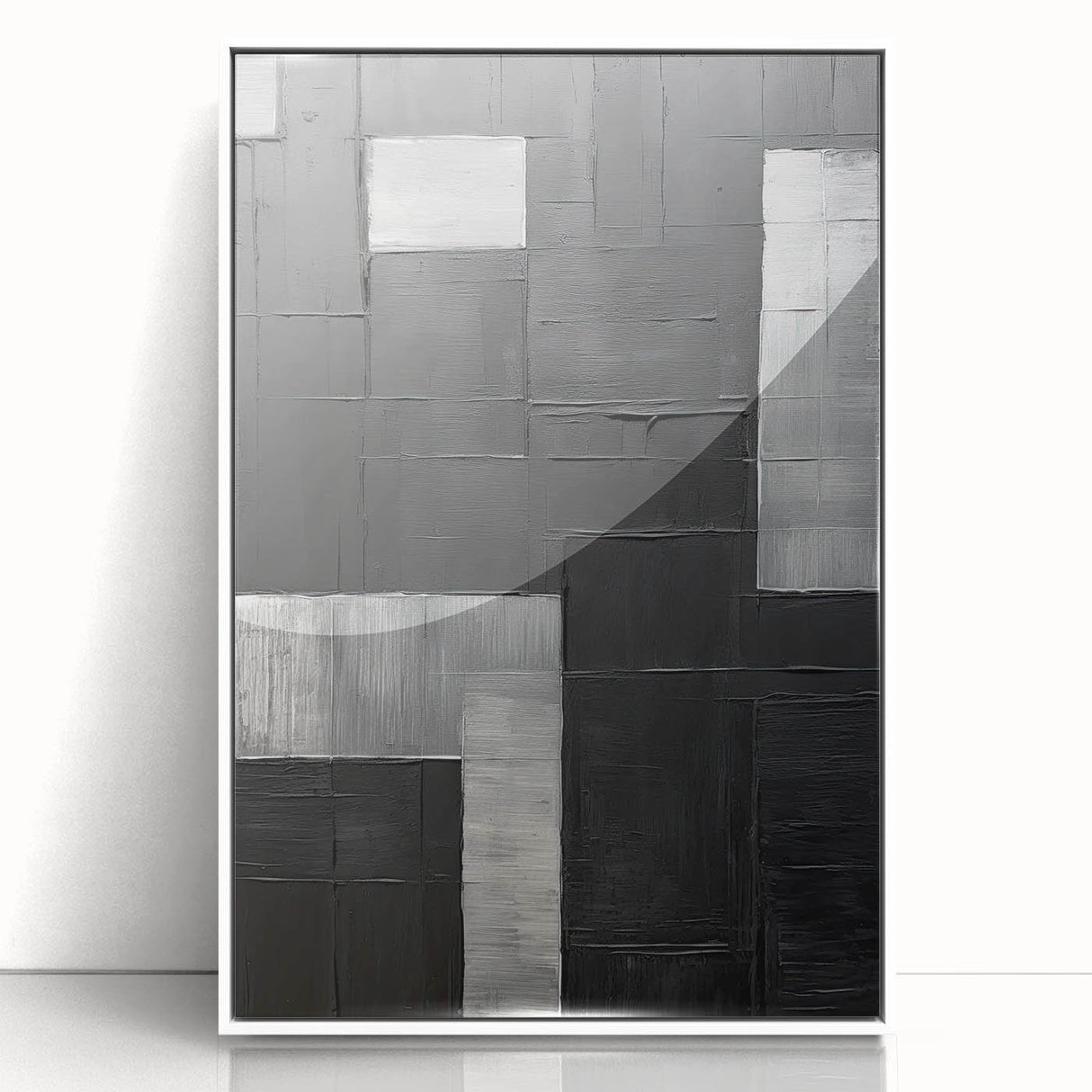 Contemporary Dining Art Pieces - Black & Silver Geometric Print