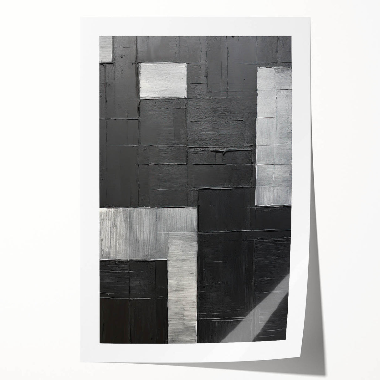 Contemporary Dining Art Pieces - Black & Silver Geometric Print