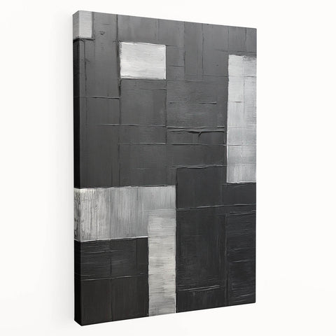 Contemporary Dining Art Pieces - Black & Silver Geometric Print