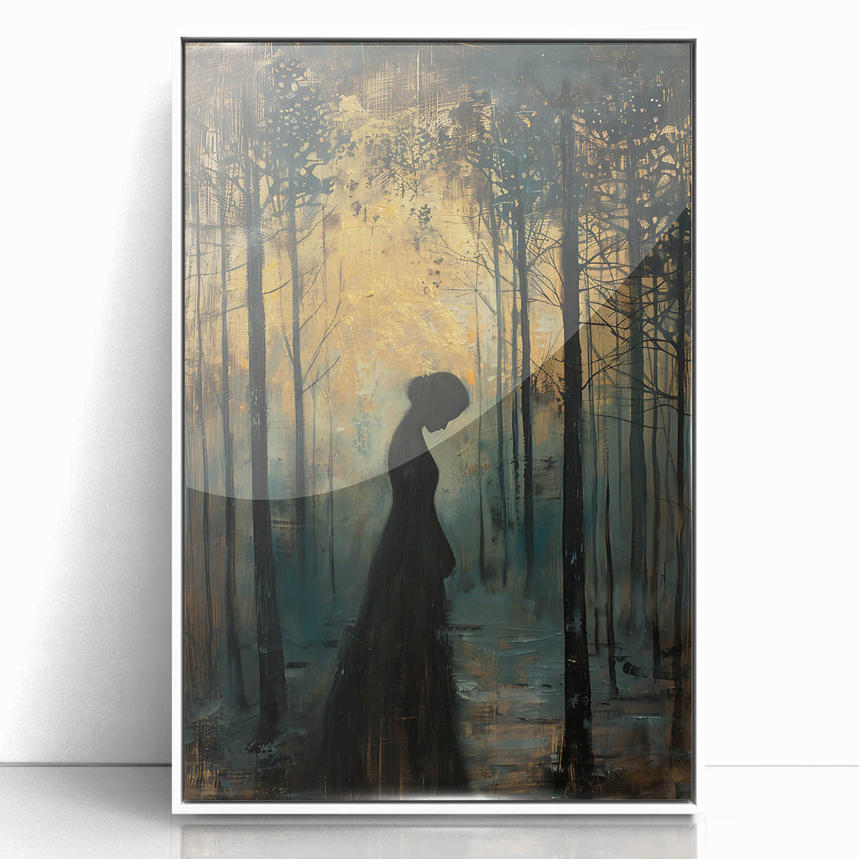 Framed abstract figurative wall art featuring vibrant colors and fluid shapes, displayed against a white background, perfect for modern home decor.