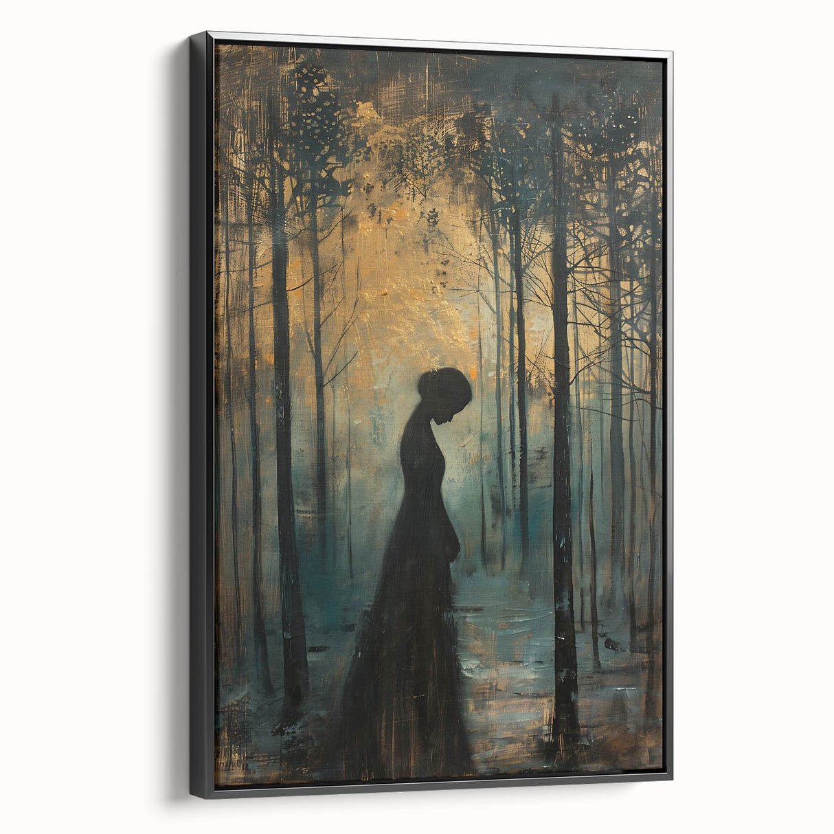 Framed abstract figurative wall art showcasing bold black and white designs, displayed in a sleek black frame, ideal for modern home decor accents.