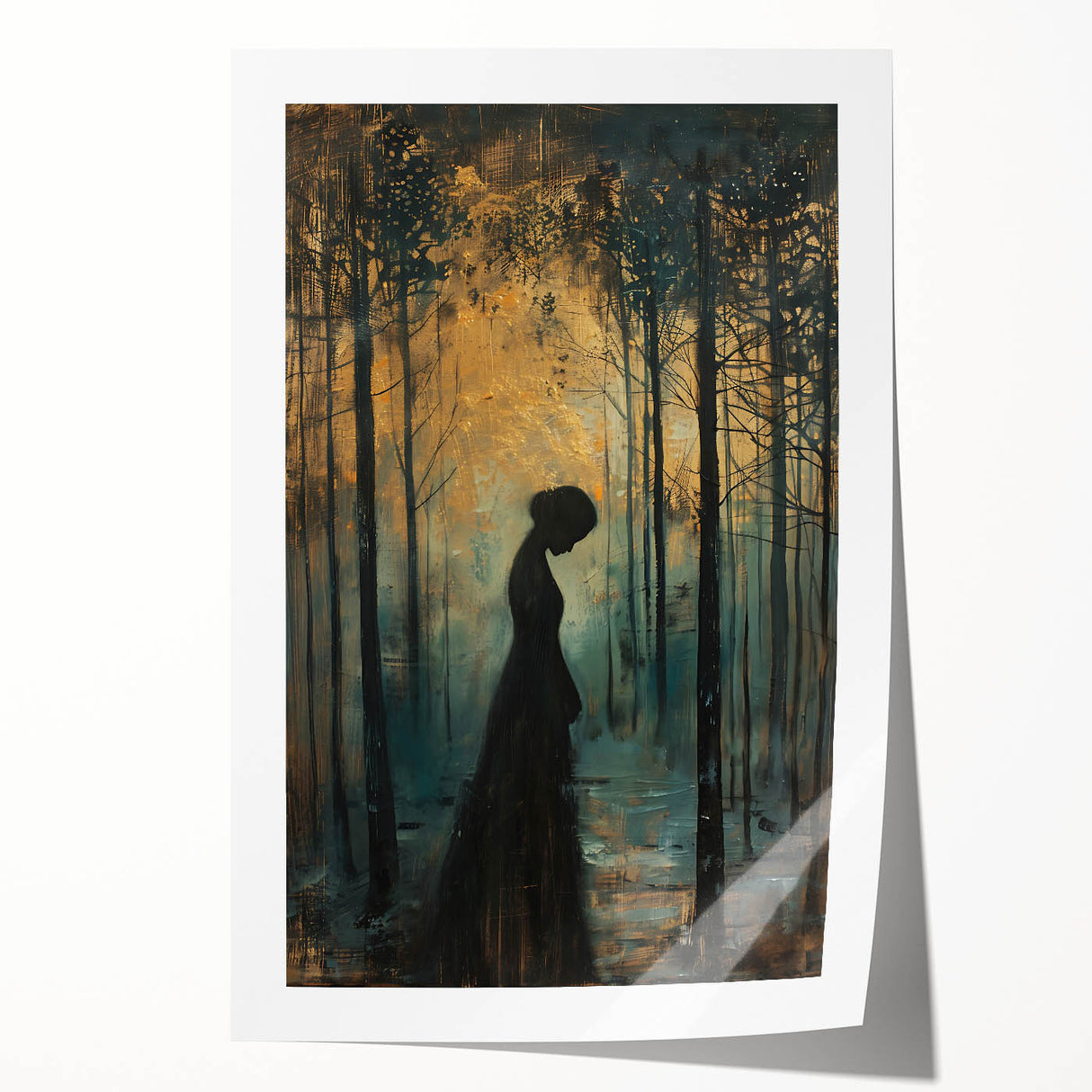 Abstract figurative wall art print showcasing vibrant colors and dynamic shapes, rolled for easy shipping and featuring a modern artistic design suitable for home decor.