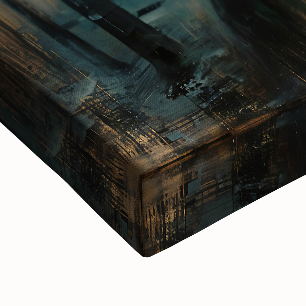 Close-up of vibrant abstract figurative wall art on stretched canvas showcasing bold colors and intricate details, perfect for modern decor. Ideal for enhancing living spaces with artistic flair.