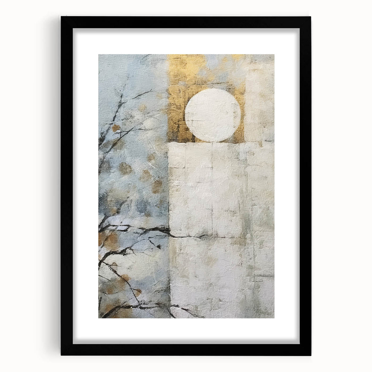 Abstract floral wall art framed in black with a white mat, showcasing vibrant colors and intricate designs, perfect for modern home decor.