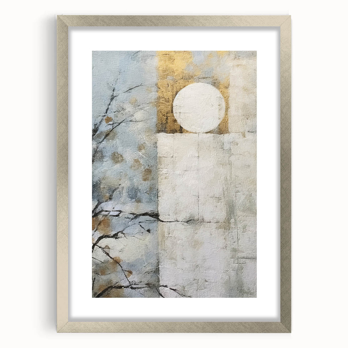 Abstract floral wall art framed in silver, showcasing vibrant colors and intricate patterns, perfect for modern home decor. Features a matte finish for an elegant touch.