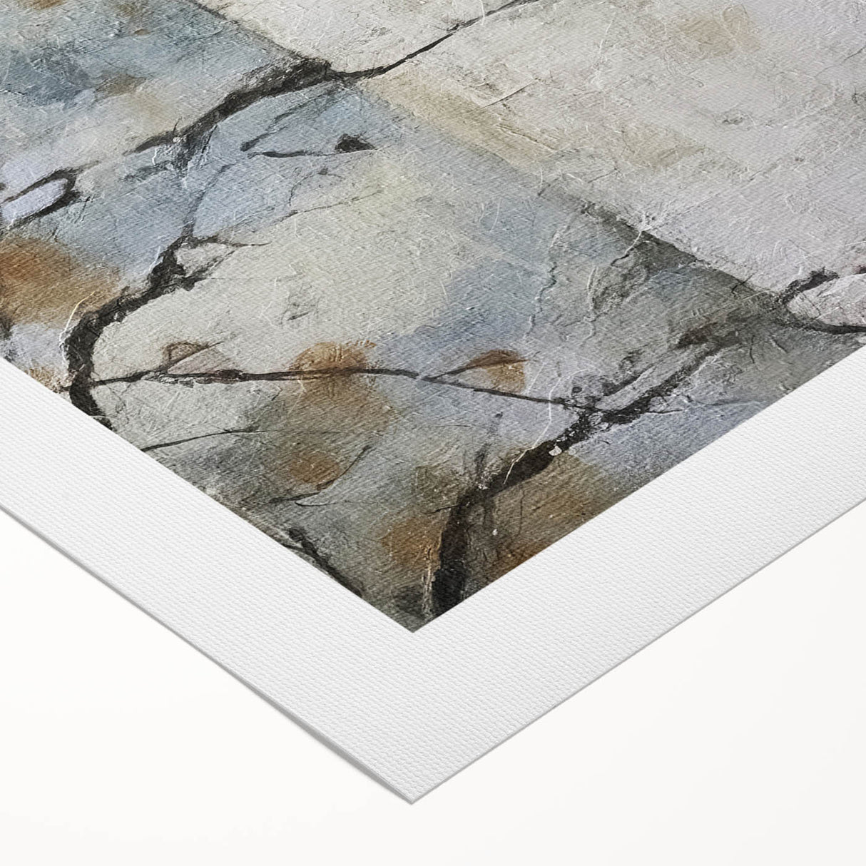 Abstract floral wall art on rolled canvas showcasing vibrant colors of pink, blue, and yellow, ideal for modern home decor. Perfect for enhancing living spaces.