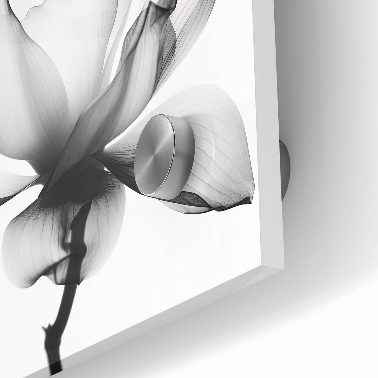 Canvas Art for Dining Area - Black & White Lotus Flower Print