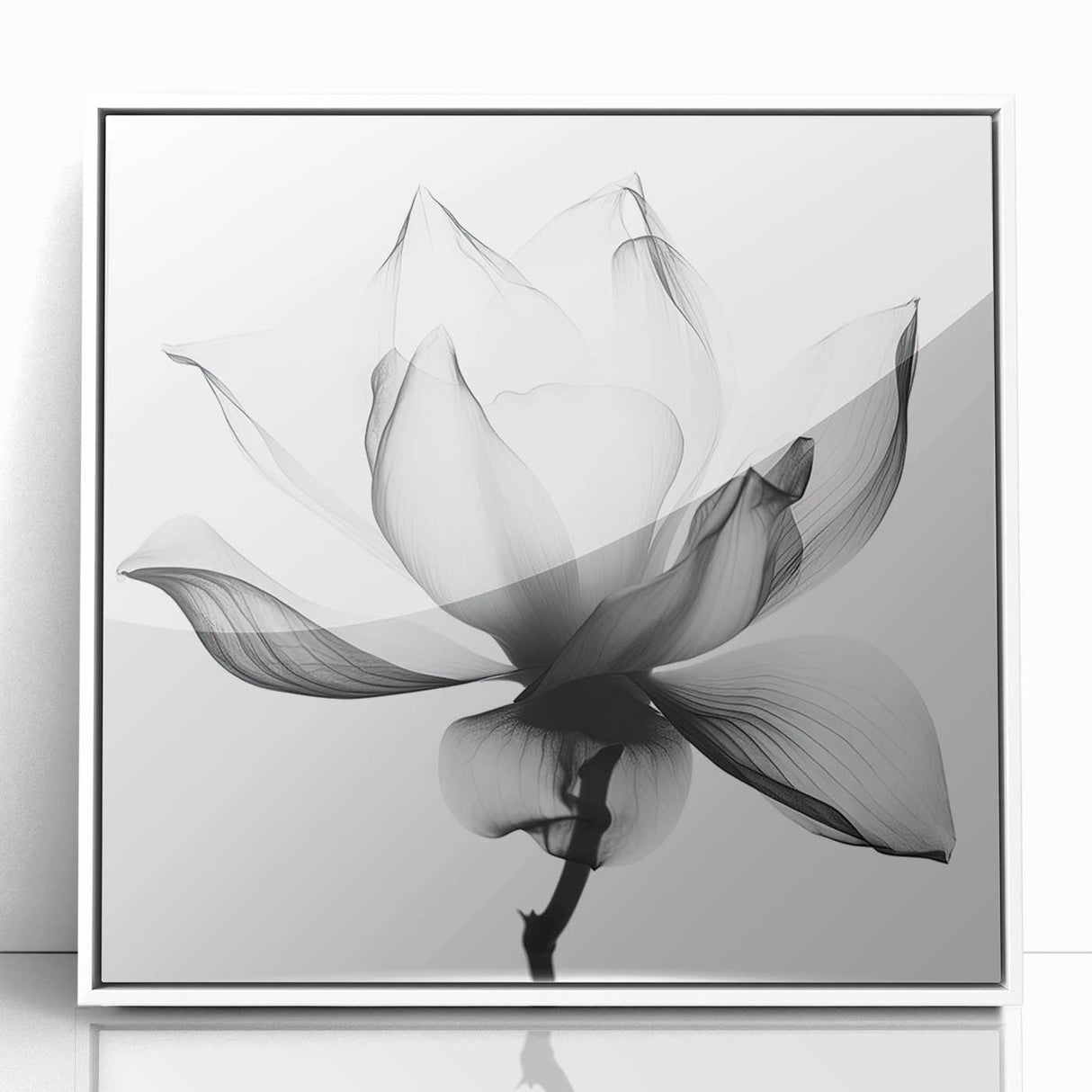 Canvas Art for Dining Area - Black & White Lotus Flower Print