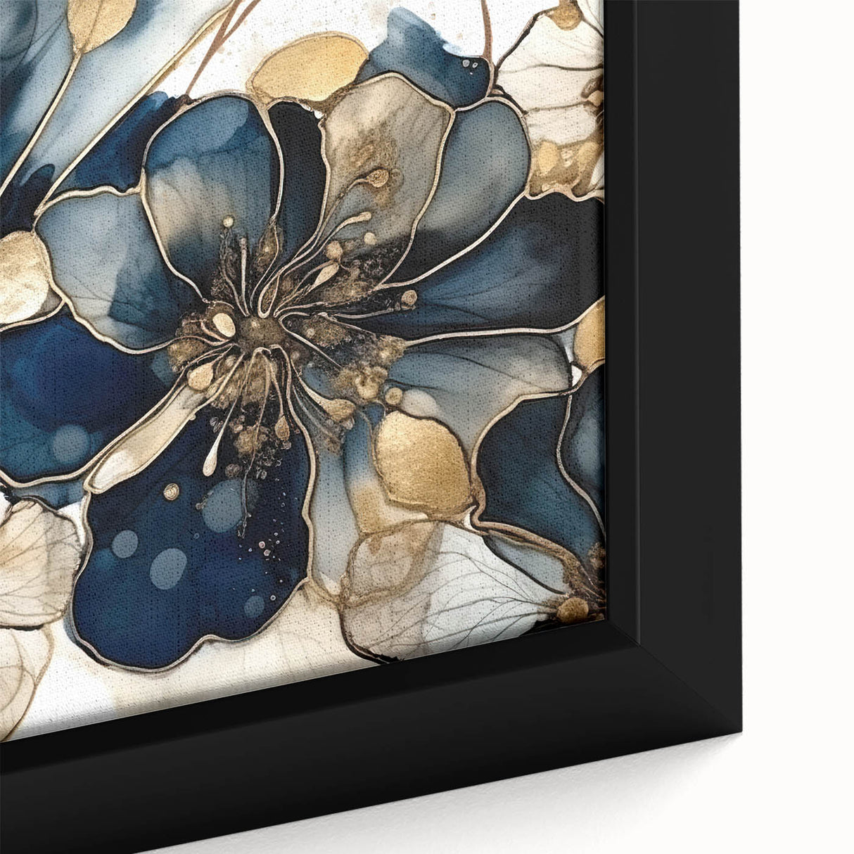 Close-up of a framed abstract floral wall art piece showcasing vibrant colors and intricate patterns, perfect for adding a modern touch to home decor.