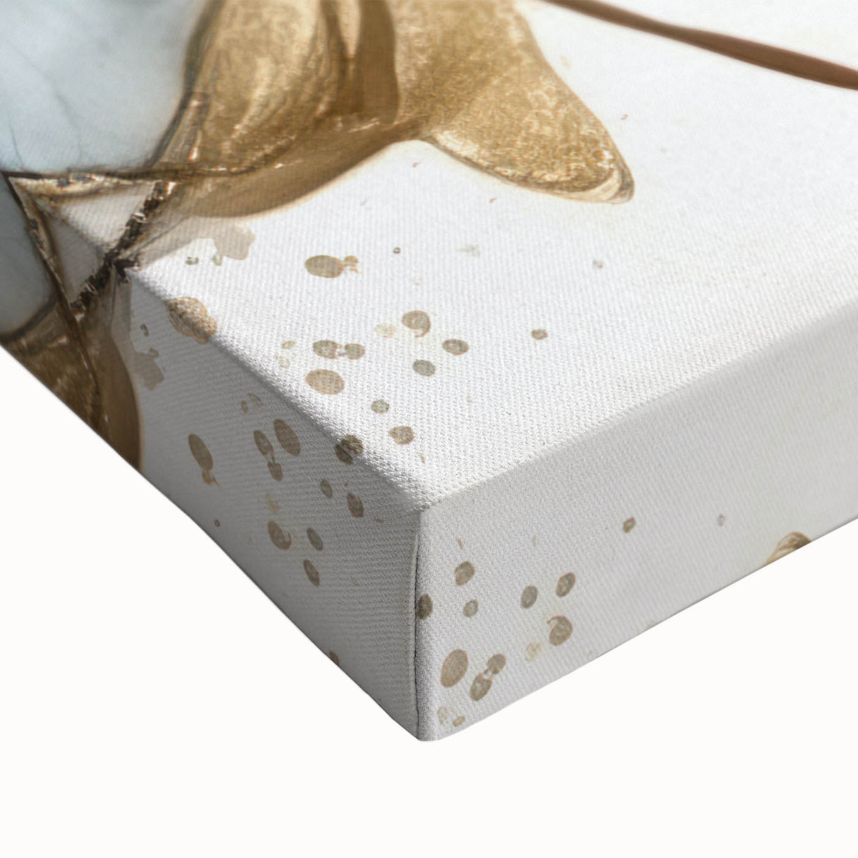 Close-up of a vibrant abstract floral wall art print on stretched canvas, showcasing intricate details and bold colors, perfect for modern home decor.