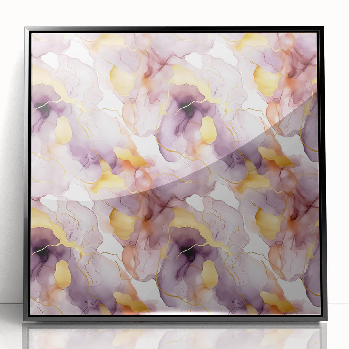 Abstract strokes wall art in a sleek black frame, showcasing vibrant colors and dynamic patterns, perfect for modern home decor and artistic spaces.