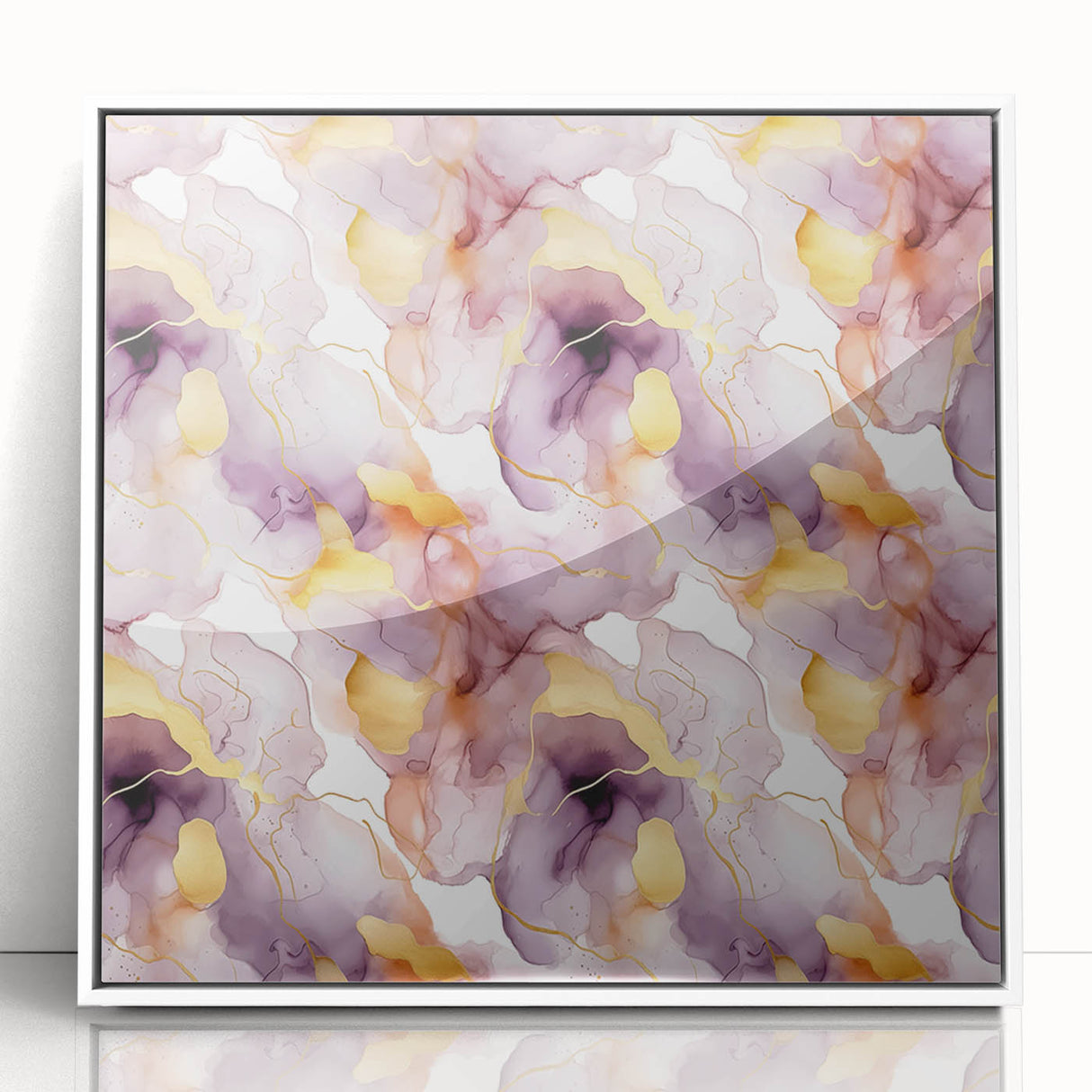 Framed acrylic wall art featuring abstract strokes in shades of blue, gray, and white, designed to enhance modern decor with its contemporary aesthetic.