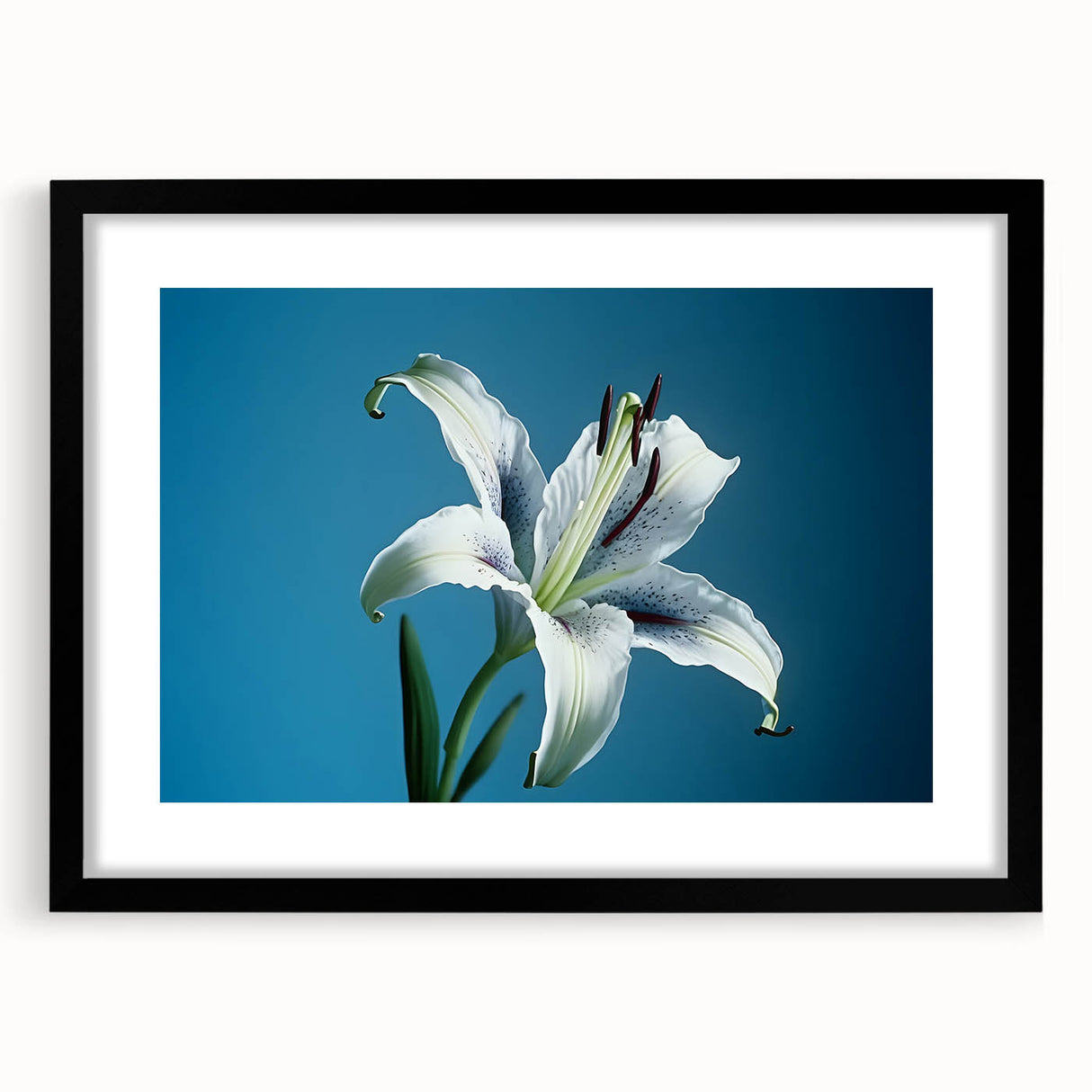 Botanical wall art collection featuring a daffodil design in a sleek black frame with matting, ideal for home decor and floral aesthetics. Perfect for brightening any space.