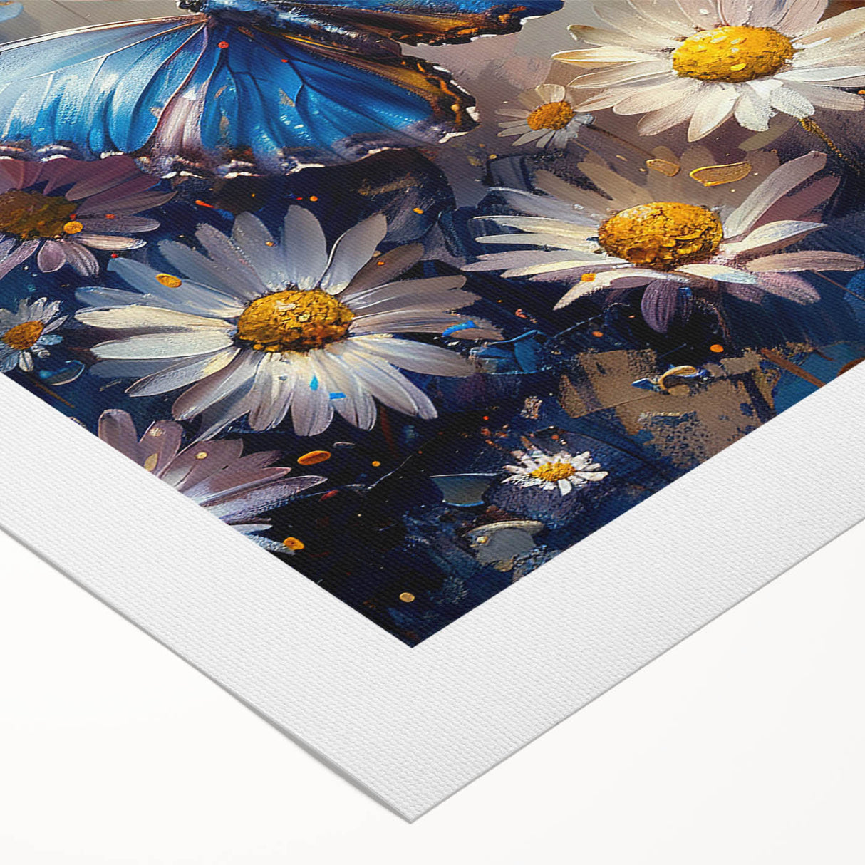 Rolled canvas wall art featuring a vibrant botanical daisy design with vivid colors and intricate details, ideal for enhancing home decor and adding a floral touch.