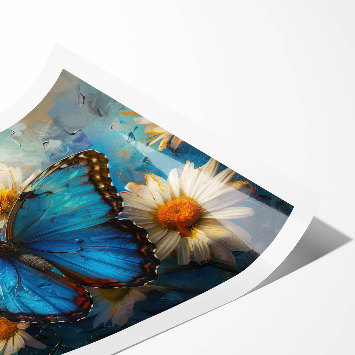 Botanical wall art print showcasing a vibrant daisy design with soft pastel colors, rolled for easy framing and display, perfect for home decor enthusiasts.