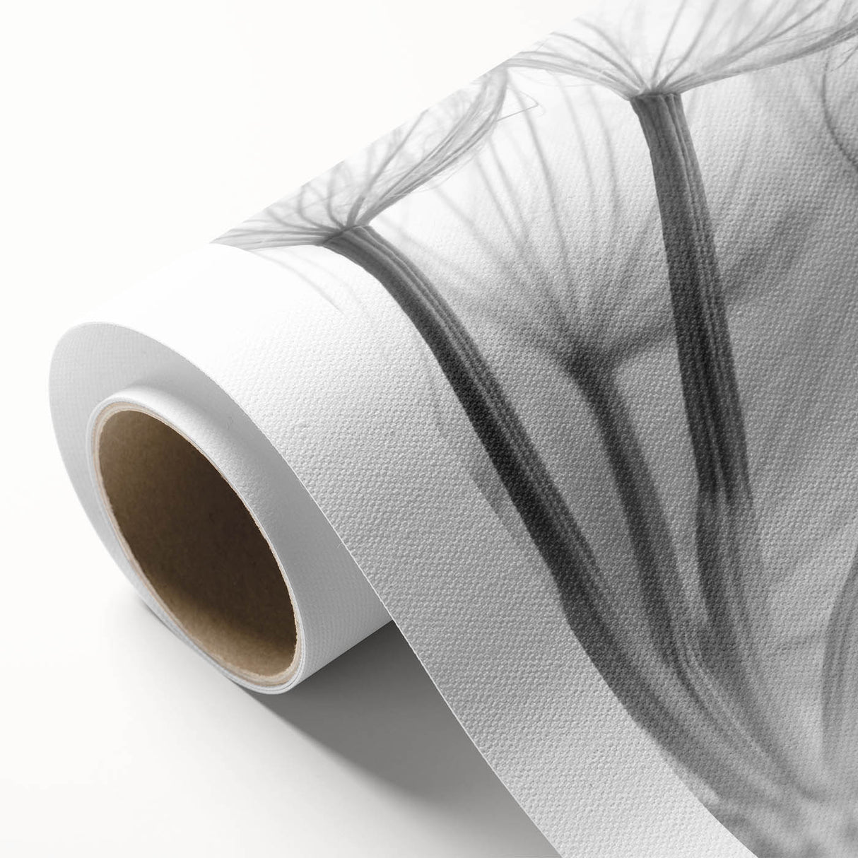 Botanical wall art showcasing a vibrant dandelion design on rolled canvas, perfect for home decor. Ideal for nature enthusiasts seeking unique floral aesthetics.